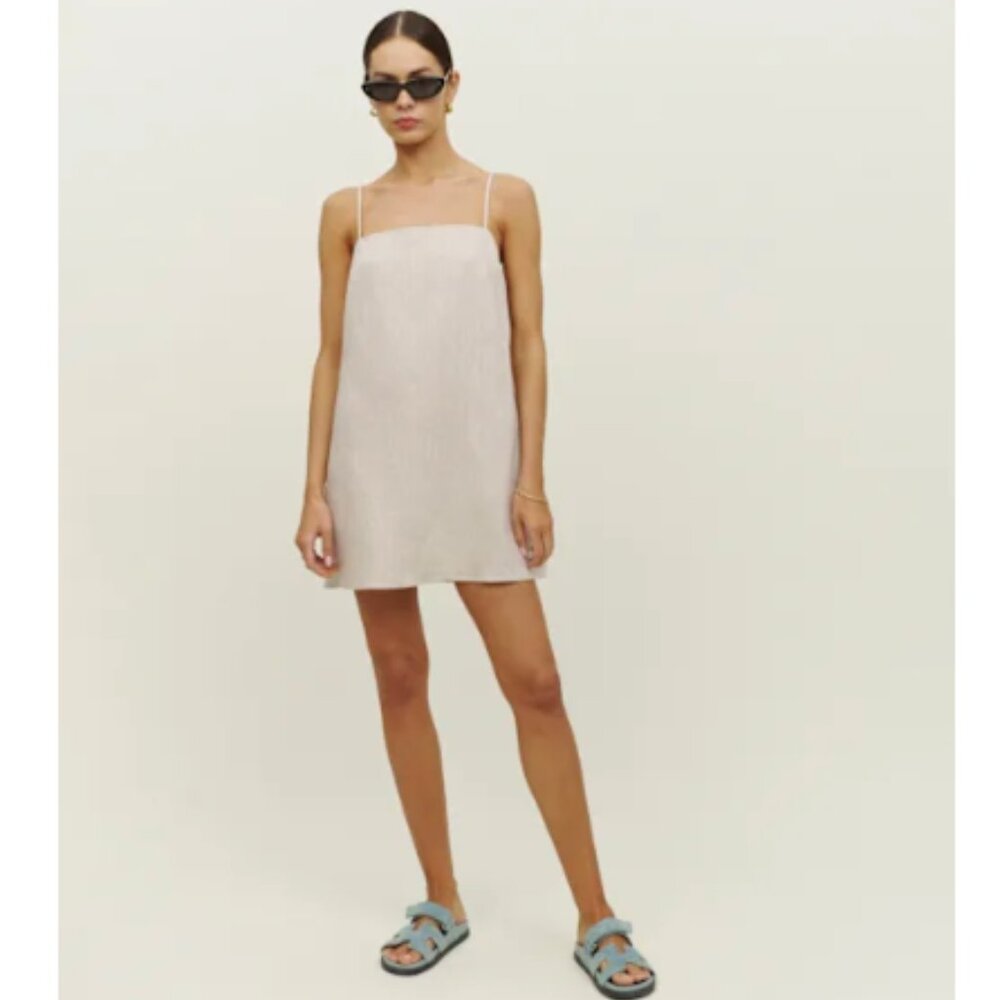 Reformation Aubree Linen Dress Oatmeal - Size S